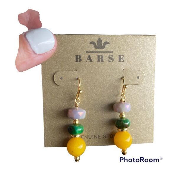 𝅺nwt Barse genuine stone agate & jasper dangle earrings - Picture 1 of 4